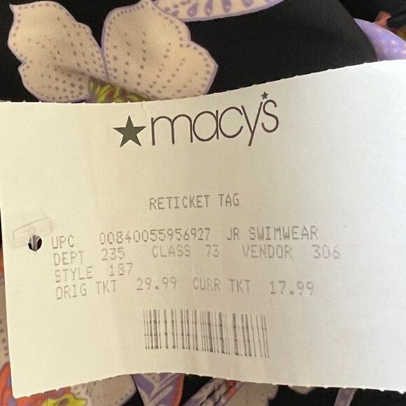 Hula Honey Black Multicolor Juniors Luna Floral Strappy Tankini Swim Top Med NWT - Picture 8 of 8